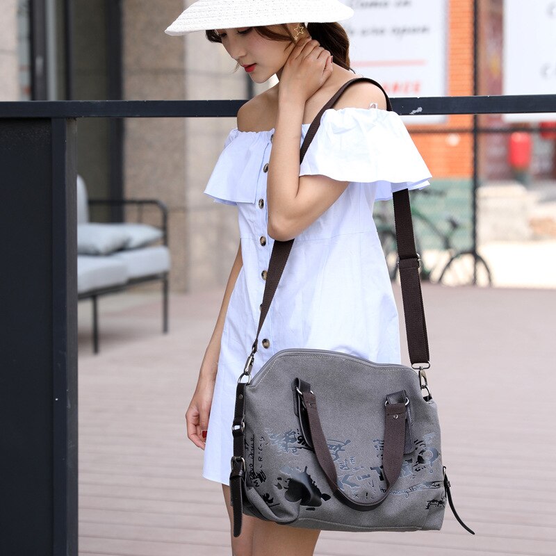 Canvas Tassen Voor Vrouwen Mode Graffit Toevallige Handtas Grote Capaciteit Canvas Schoudertas Crossbody Tassen 2022 Sac A Main muje
