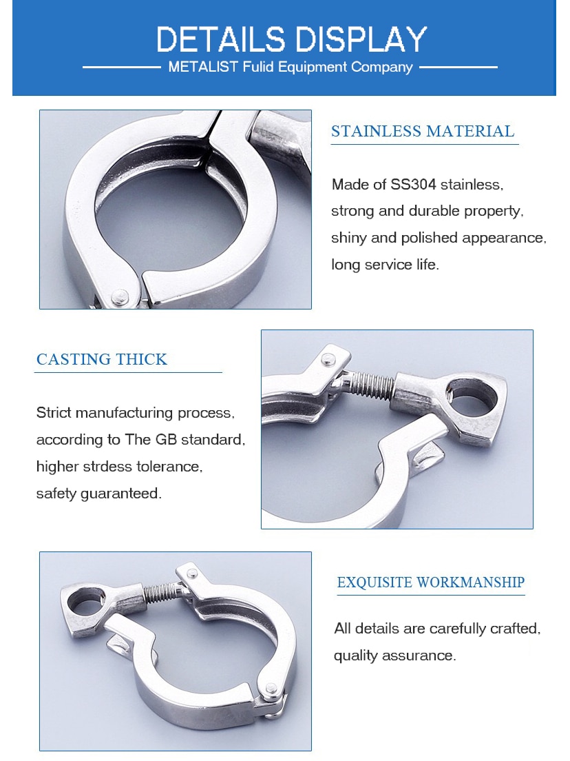 METALIST 1.5"-6" Tri Clamp complete sizes SS304 Stainless Steel Tri Clover Sanitary Fitting for home Brewing