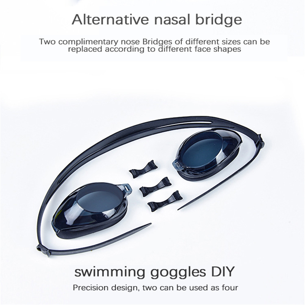Men Swimming Goggles Anti Fog Uv Nose Bridge Adjustable Plating Waterproof Women Swim Glasses Adult Eyewear Earplug