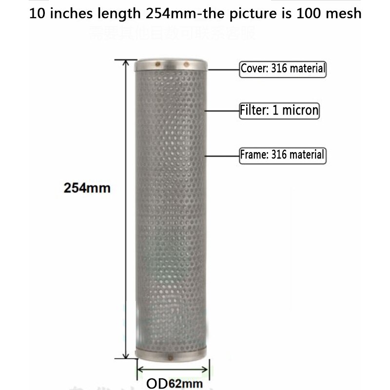 Filtre à cartouche en acier inoxydable, élément filtrant en treillis métallique, 5, 10 ou 20 pouces, 304 ou 316