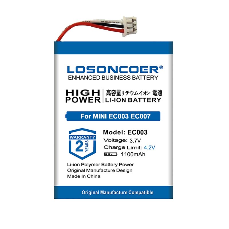 100% Original LOSONCOER Battery For IPOD MINI EC003 EC007 M9801 M9802/9805/9806/9807 W065 A1051 4GB MP3/4 1st 2nd Gen