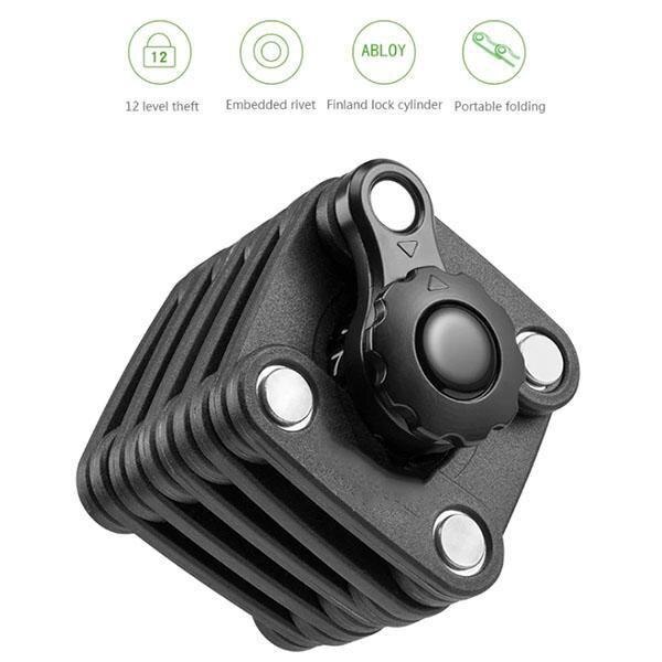 PAW Foldable Bike Lock 2 Keys Strong Security Anti-theft Bicycle Lock Heavy Duty Chain Cable Padlock Motorcycle Lock For Bicycle