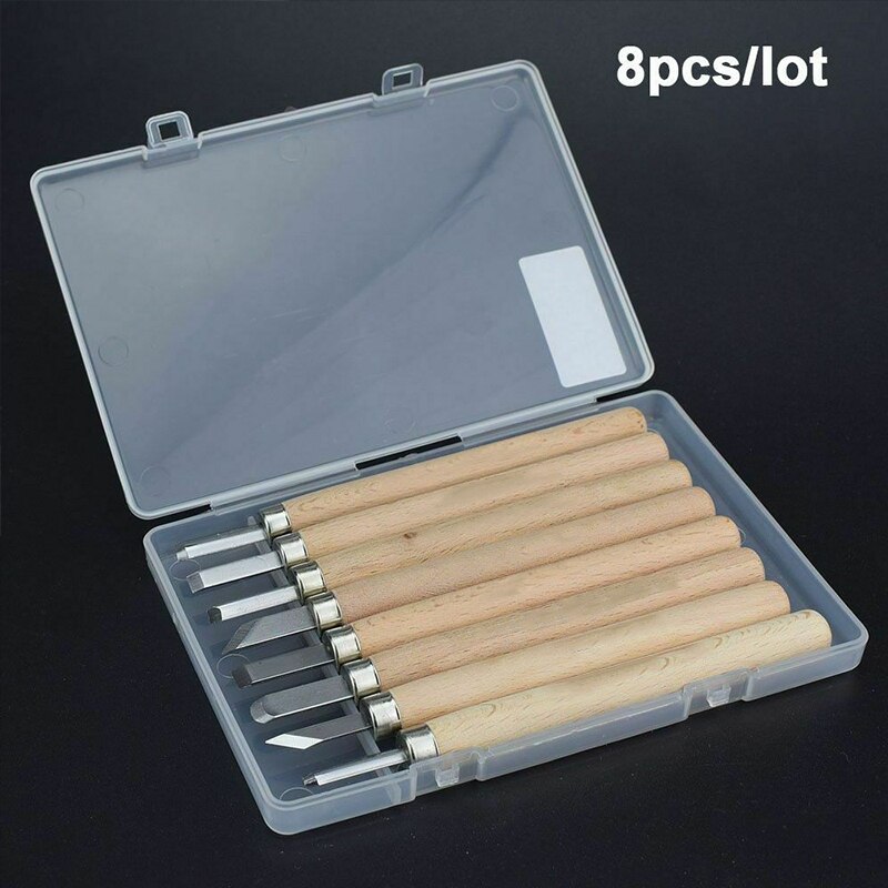 8/10/12pcs Gouge Lathe Chisel Woodworking Wood Tools Carving Turning Art Kit DOM668: 8pcs