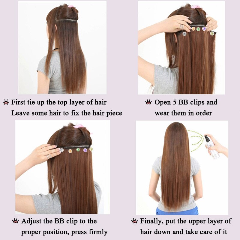 AILIADE-extensiones de cabello de 100cm con 5 pinzas, postizos resistentes al calor, peinados largos y rectos, pelo gris con Clip sintético