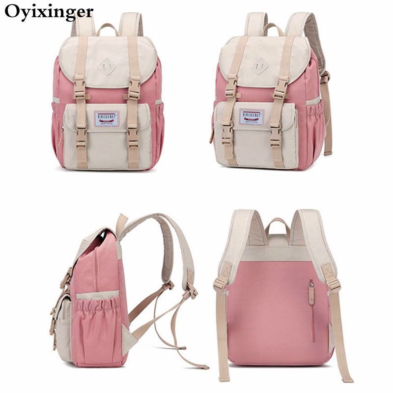 Leinwand Laptop Rucksack Frauen Rosa Rucksack Schul Für Teenager Mädchen Reise Rucksack Mochila Feminina Sack A Dos