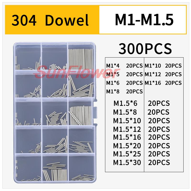 100-300Pcs Paspen 304 Rvs Cilindrische Pin Paspen Plank Ondersteuning Pin Fasten Elements Assortiment Kit m1 Om M6