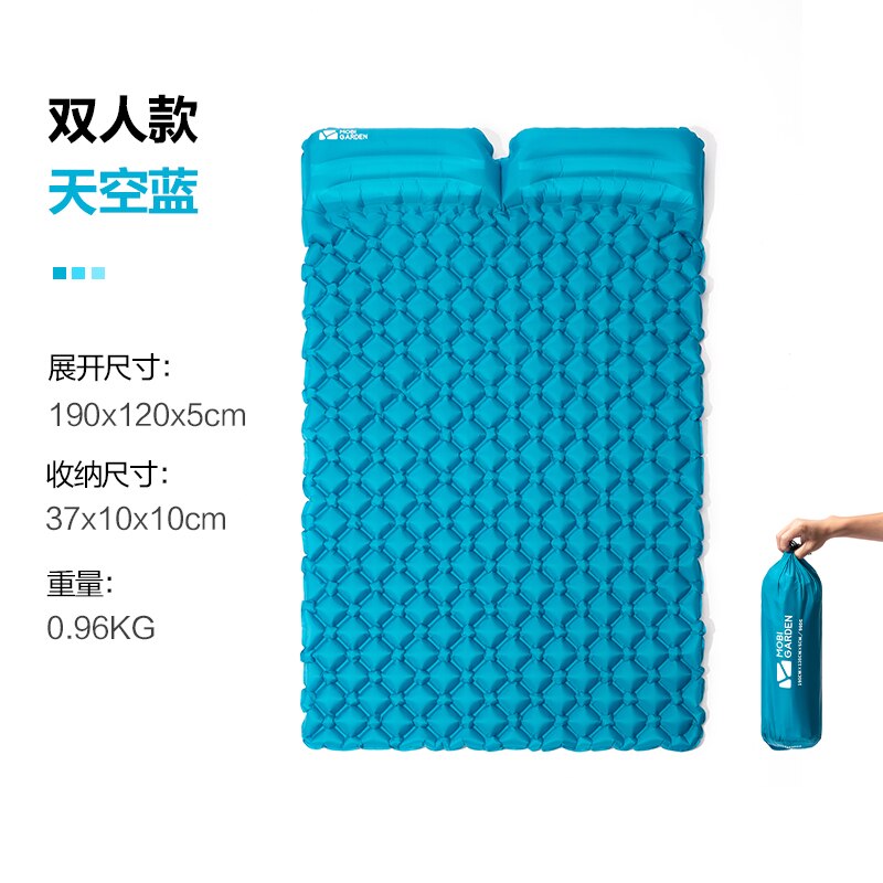 Mobi Garden outdoor inflatable mat moisture proof mat tent mat portable beach mat floor mat for camping TPU sleeping mat: Sky Blue  Double