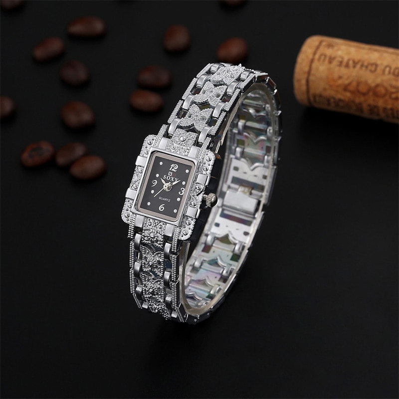 Soxy luxe merkhorloge zilveren armband quartzhorloge dameshorloges dameshorloge lady relogio feminino tme 0022