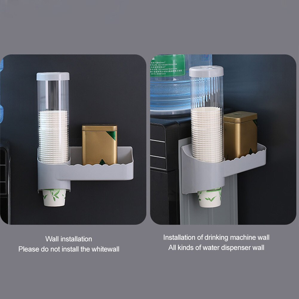 Hospital Disposable Cup Dispenser With Storage Holder Wall Mounted ABS Space Saving Organizer Anti Dust Home Office Automatic