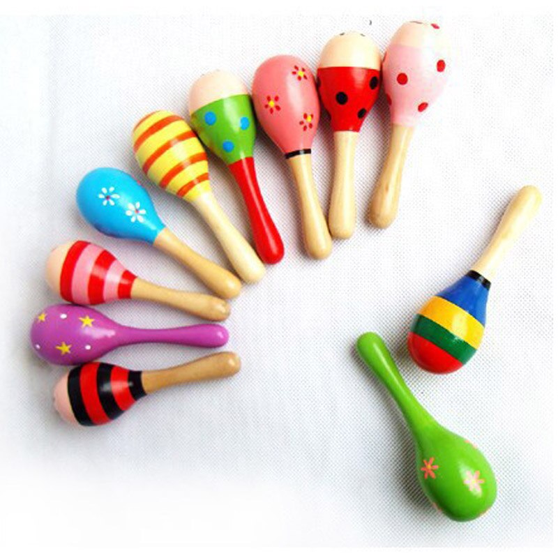 1 PC Bunte Kinder Holz Maracas Ball Rassel Spielzeug Sand Hammer Rassel Lernen Musical Instrument Percussion Rattle Shaker für Bab