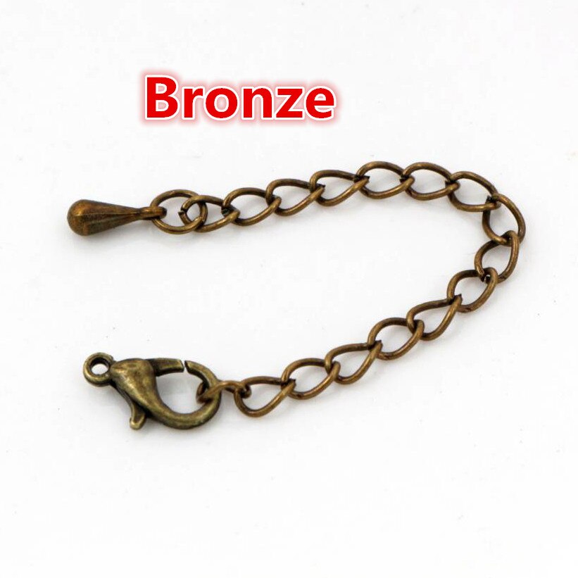 10 stücke 50mm/70mm Länge Länger 5x4mm Handgemachte Verlängerung Kette mit Hummer Verschluss und tröpfchen Für Armband Halskette Schwanz Kette: Bronze / 50mm