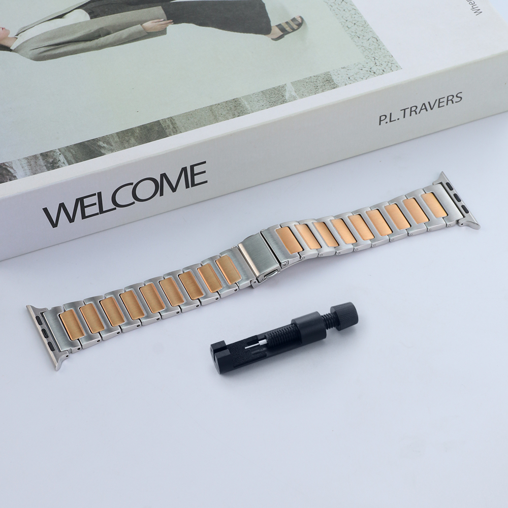 Metal Strap For Apple Watch 10 46mm Ultra 1 2 49mm Band Stainless Steel Correa For Iwatch 9 8 44mm 45mm Se 3 2 1 42mm Bracelet: Blue White / 14mm