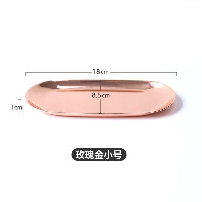 Nordic Rose Gold Metal Storage Tray Luxurious Brass Gold Silver Oval Plate Iron Fruit Plate Jewelry Display Tray for Home Decor: rose gold -S