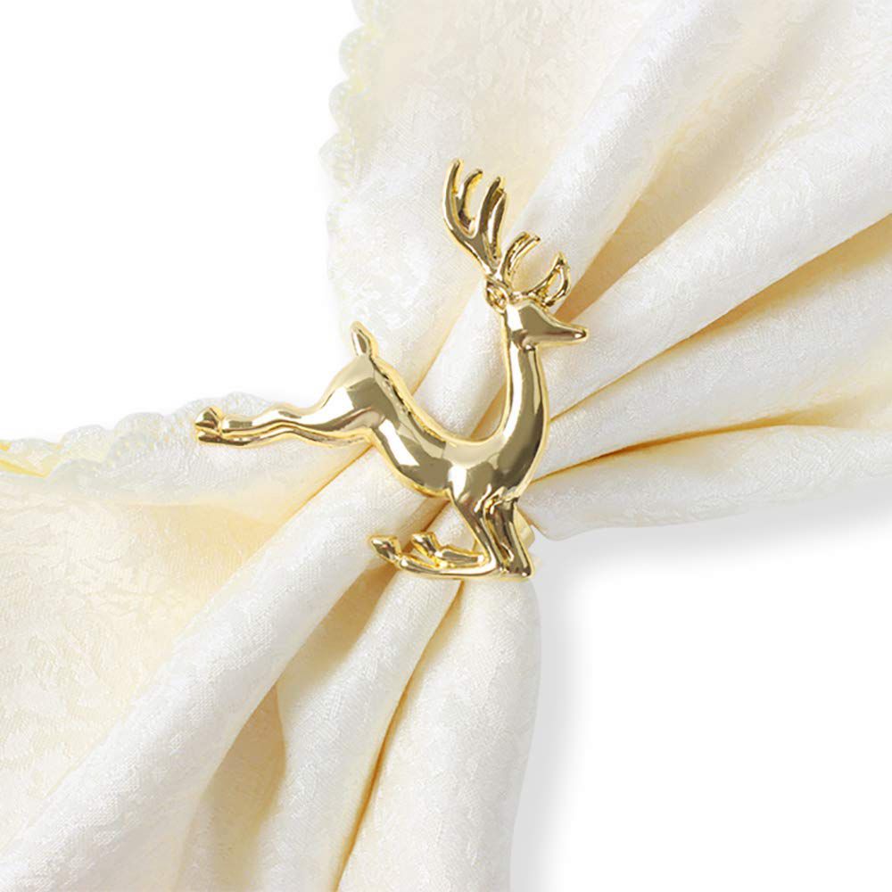 Servietringe , 6 stk guld elg chic servietringe til stedindstillinger, bryllupsreceptioner, jul, taksigelse og hjemmekøkken