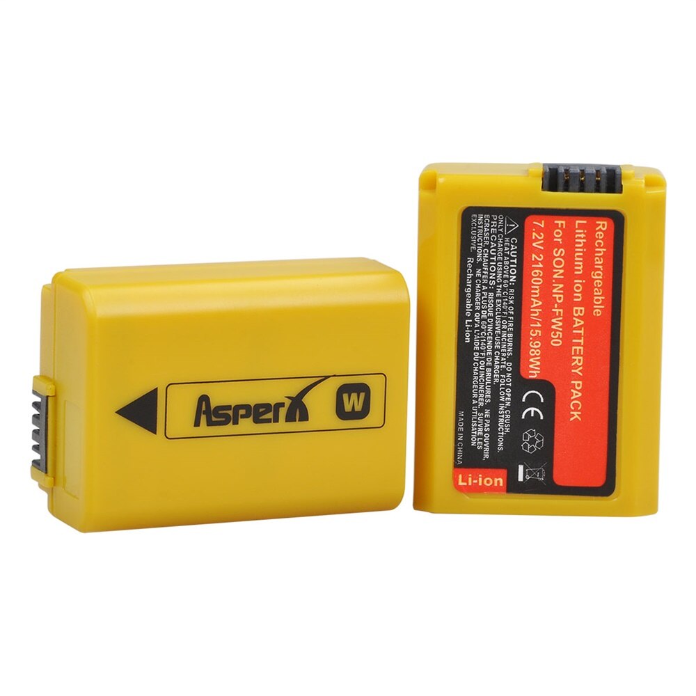 2160 mah gult np -fw50 batteri til sony np  fw50, a6000, a6500, a6300, a6400, a7, a7ii, a7r ii , a55,  nex -3n, rx10 iii , rx10 mk iv