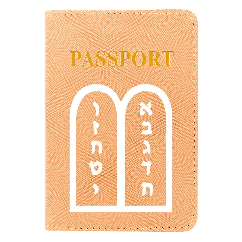 Vintage Ten Commandments Pattern Printing Women Men Passport Cover Leather Travel ID Credit Card Holder Purse: BZ894-Khaki