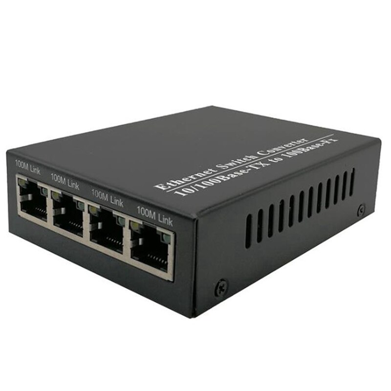 100M Single and Dual Fiber Single Multimode 2 Optical 4 Electric Optical Fiber Transceiver-US Plug: Default Title