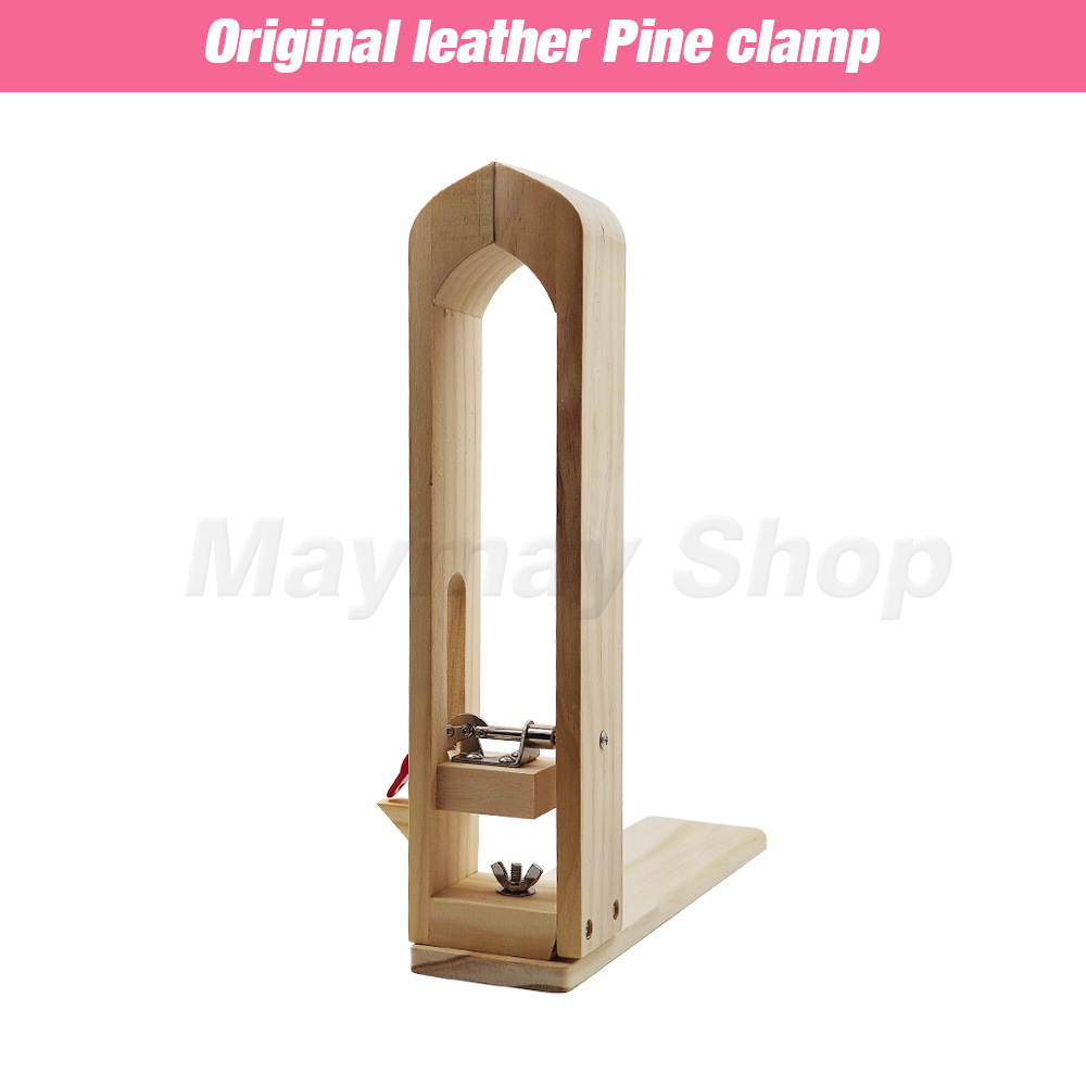 Pine Wood Leathercraft Hand Stitching Clamp Leathercraft Tool Set Kits Leather Punching Carving Saddle Groover Tools Storage DIY: Leather Pine Clamp