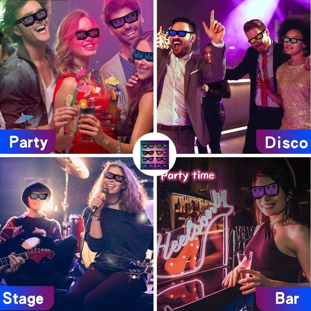 Førte briller bluetooth app tilsluttet led display smart briller usb genopladelige diy funky briller til festklub dj halloween