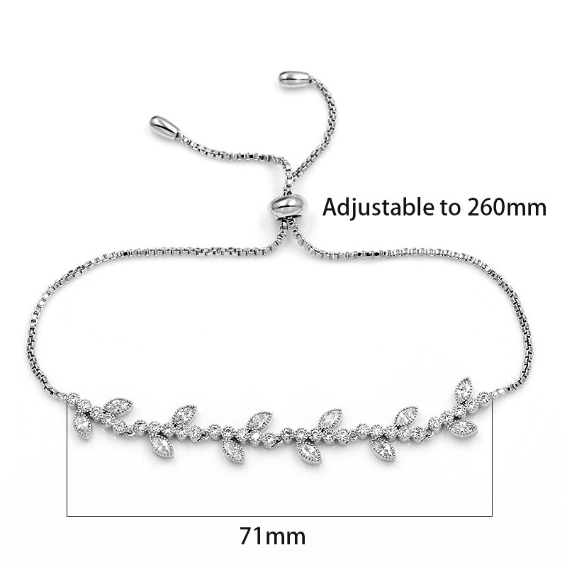 WEIMANJINGDIAN Factory Direct Cubic Zirconia CZ Crystal Leaf Adjustable Bracelet for Women