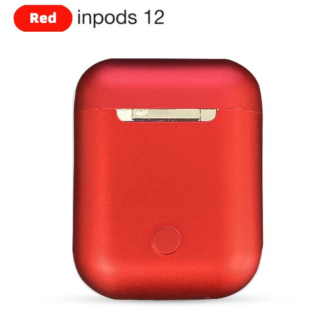 Originale  i12 tws inpods 12 i9s øretelefoner bluetooth trådløs øretelefon touc bas stereo headset sport øretelefoner pk  i7s: Rød