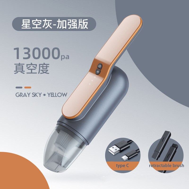 13000pa Tragbaren Handheld Staubsauger Drahtlose Vakuum Reinigung Auto Innen Sunction Reiniger für Auto Home: gray