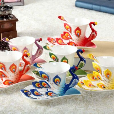 luxury franz porcelain coffee cup and saucer with spoon