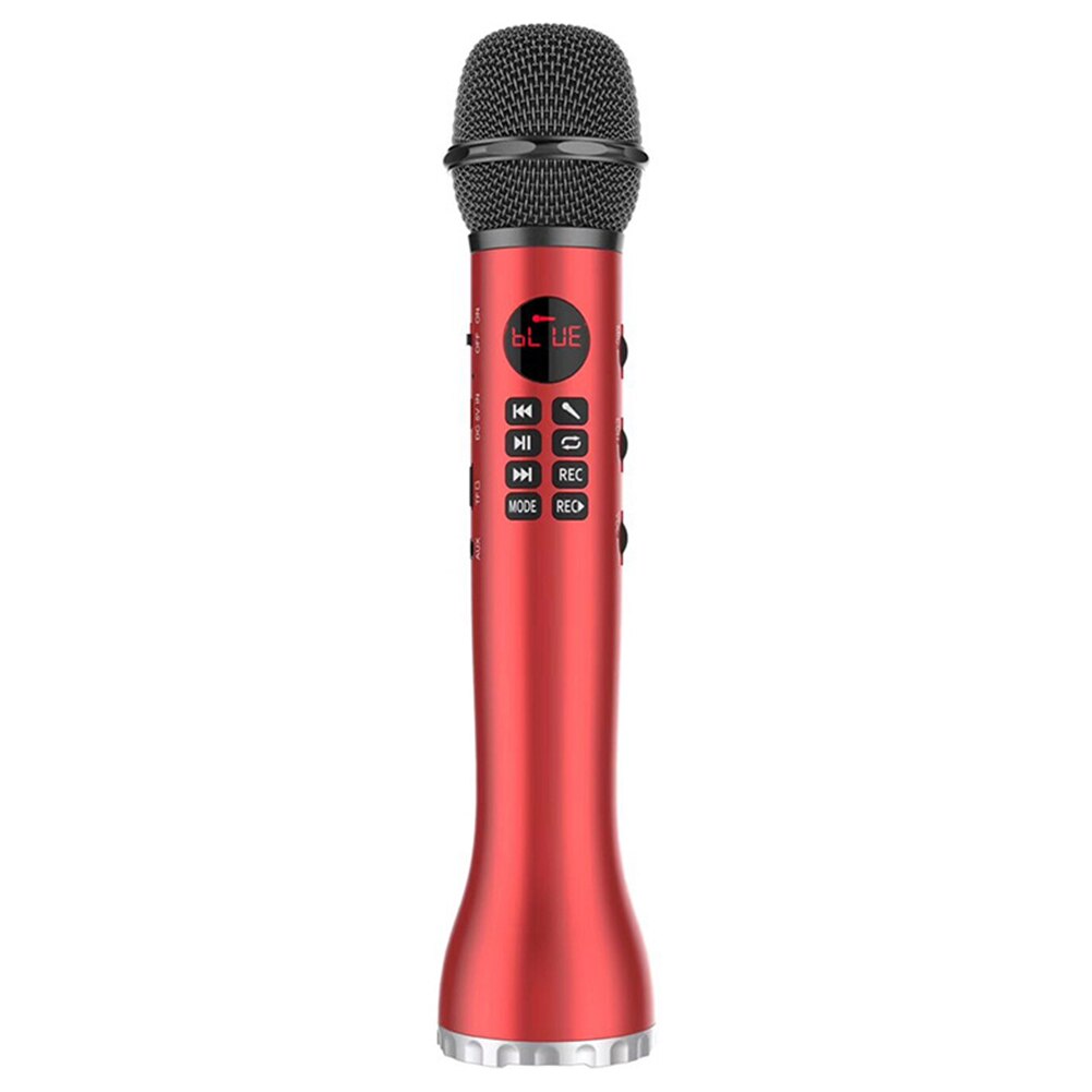 3 in 1 wireless karaoke microphone handheld bluetooth speaker singing recording microphone high volume long battery life: Red