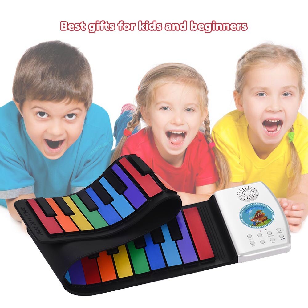 Multifunction 49 Keys Digital Piano Portable Roll Up Piano Keyboard Battery Electric Piano Keyboard for Beginners Kids Keyboard