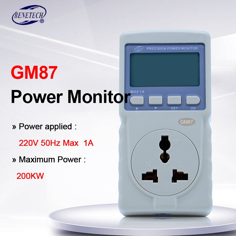 Intelligent Power Energy Meter Monitor Power Factor Measure ConsumptIon AC Active CO2 Emissions Used in Home GM87