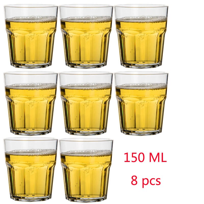 Daily Use Plastic Unbreakable Cups for Party Bar Family Stackable Juice Glasses Set Drinking Glasses For Soda Milk Beer Spirits: 150ML 8PCS