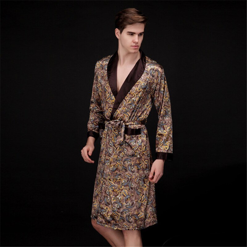 Kinesisk herr rayon pyjamas robe de nuit morgonrock morgonrock lös pyjamas ledig hemtjänst herr kimono morgonrock för män