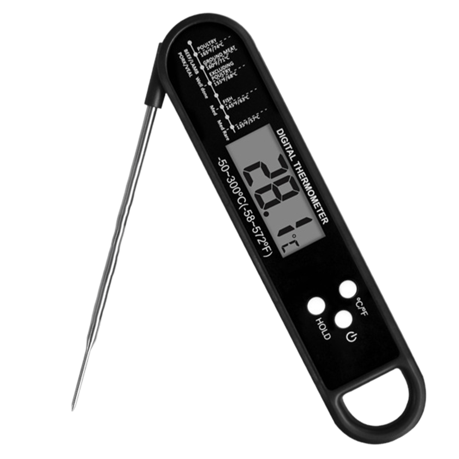 Digitales Lebensmittelthermometer, Grill, Kochen, Fleisch, Messthermometer, Heißwasserthermometer mit Sonde, Küchenwerkzeug: Grau