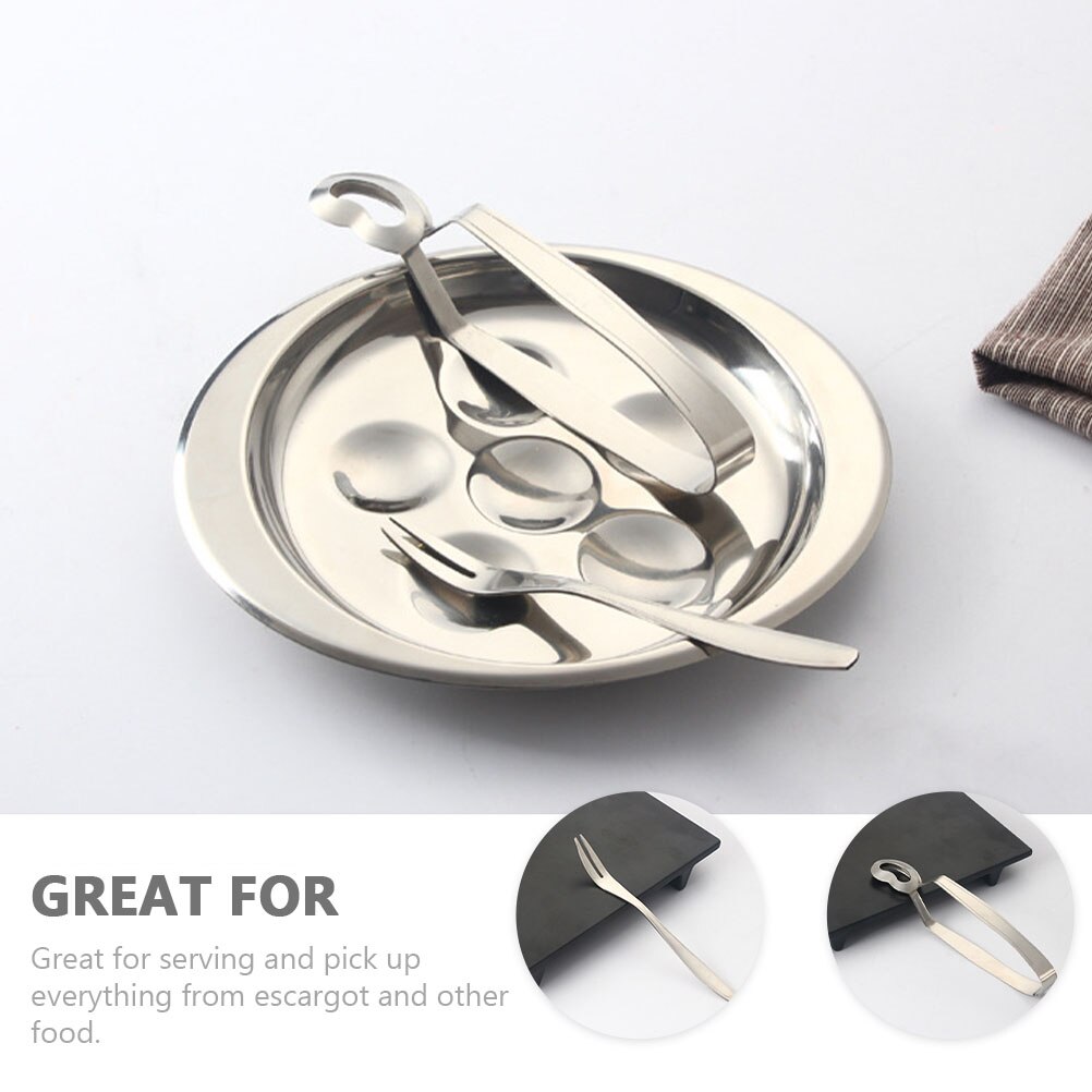 4Pcs Rvs Servies Eten Slak Clips Rvs Slakken Vorken Slak Tong En Vorken Voor Restaurant Home