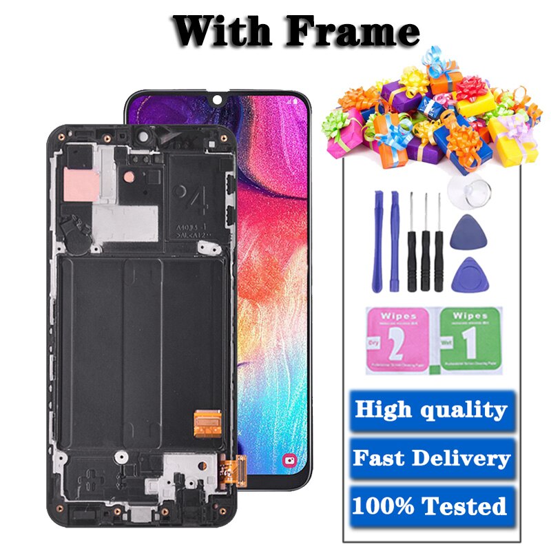 100% TEST LCD For Samsung A40 LCD A405 LCD display touch Screen Digitizer Assembly with frame replacement repair OEM