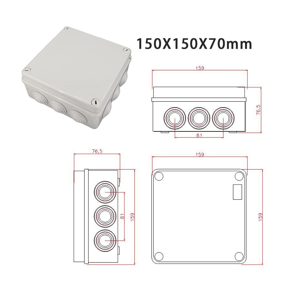 Waterdichte Aansluitdoos Abs Plastic IP65 Diy Outdoor Elektrische Aansluiting Doos Kabel Tak Doos Opening 150x150x70