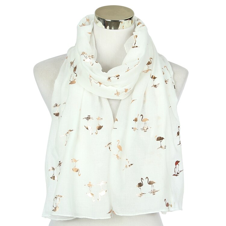 Foxmother Mode Glanzende Roze Mint Bronzing Folie Goud Flamingo Swan Ring Sjaal Snood Foulard Sjaal Vrouwen
