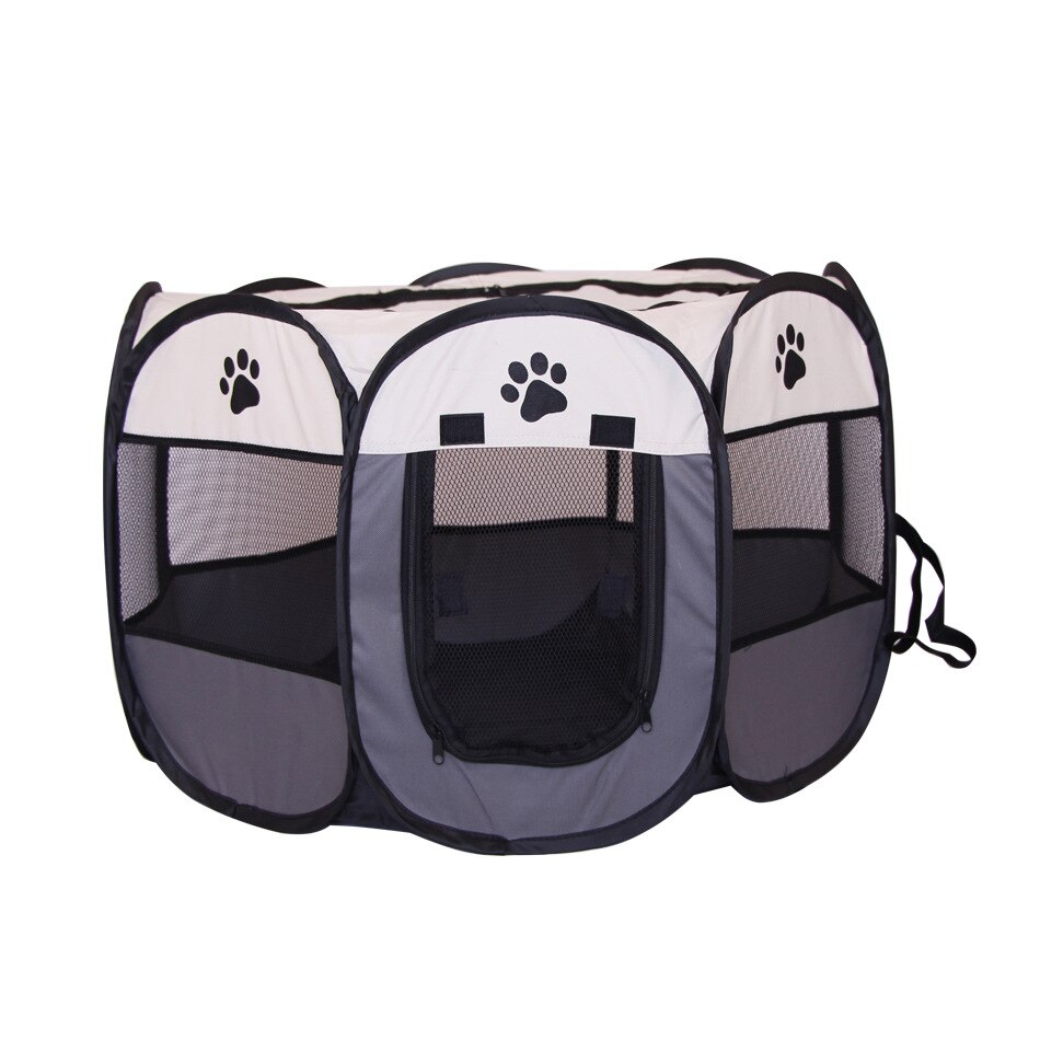 Portable Outdoor Kennels Fences Foldable Dog Tent House Breathable Pet Playpen Cat Large Dog Cage Room Big Dogs House: Gray / 91x91x58cm
