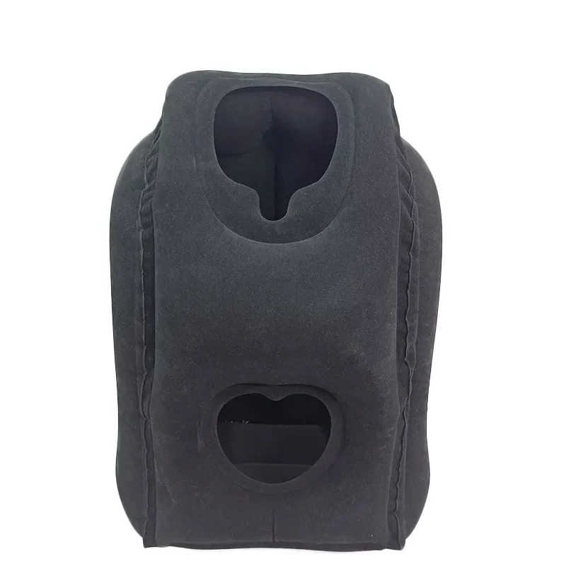 Uppblåsbar resesovsäck bärbar kudde nackkudde för män kvinnor utomhus flygplan flyg tåg sova lätt: Brun