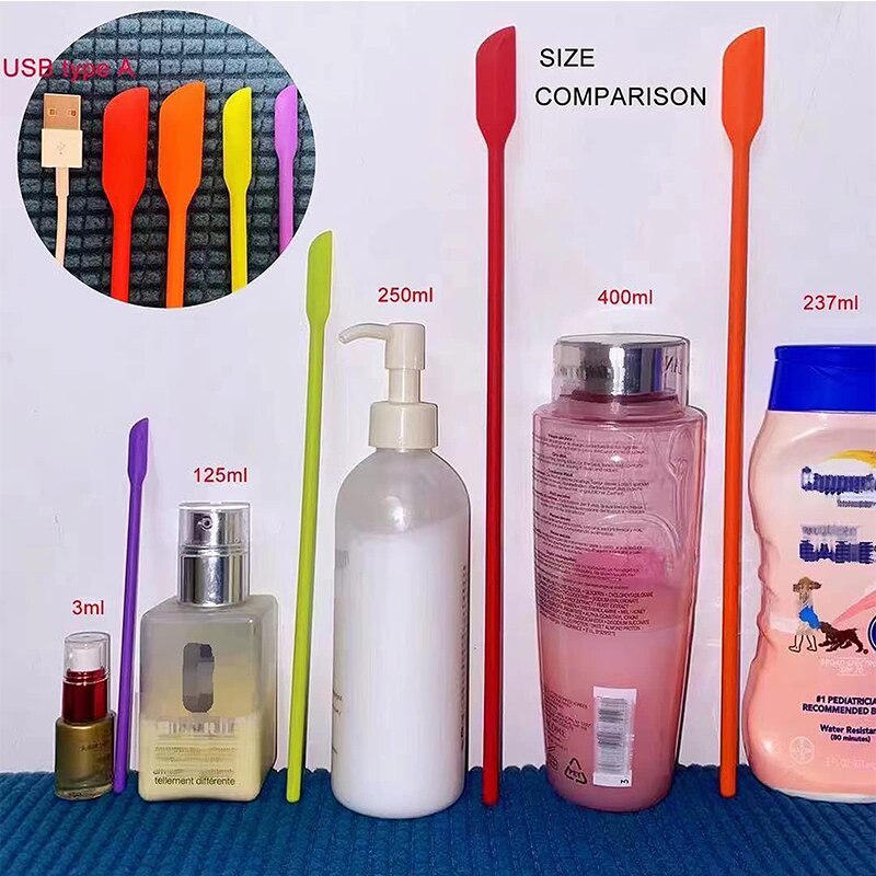 4pcs Mini Silicone Spatula Set Lengthened Jam Spatula Cosmetic Bottle Spatula Fruit Sauce Scraper Kitchen Utensils Accessories