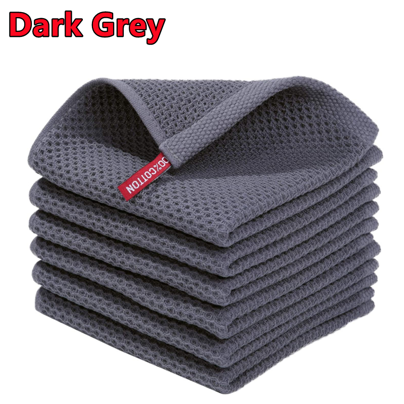 Paño de cocina de algodón toalla de cocina absorbente Ultra suave, paño de limpieza del hogar, utensilios de cocina, paño de lavado, trapo para platos: Rojo / 8 ud