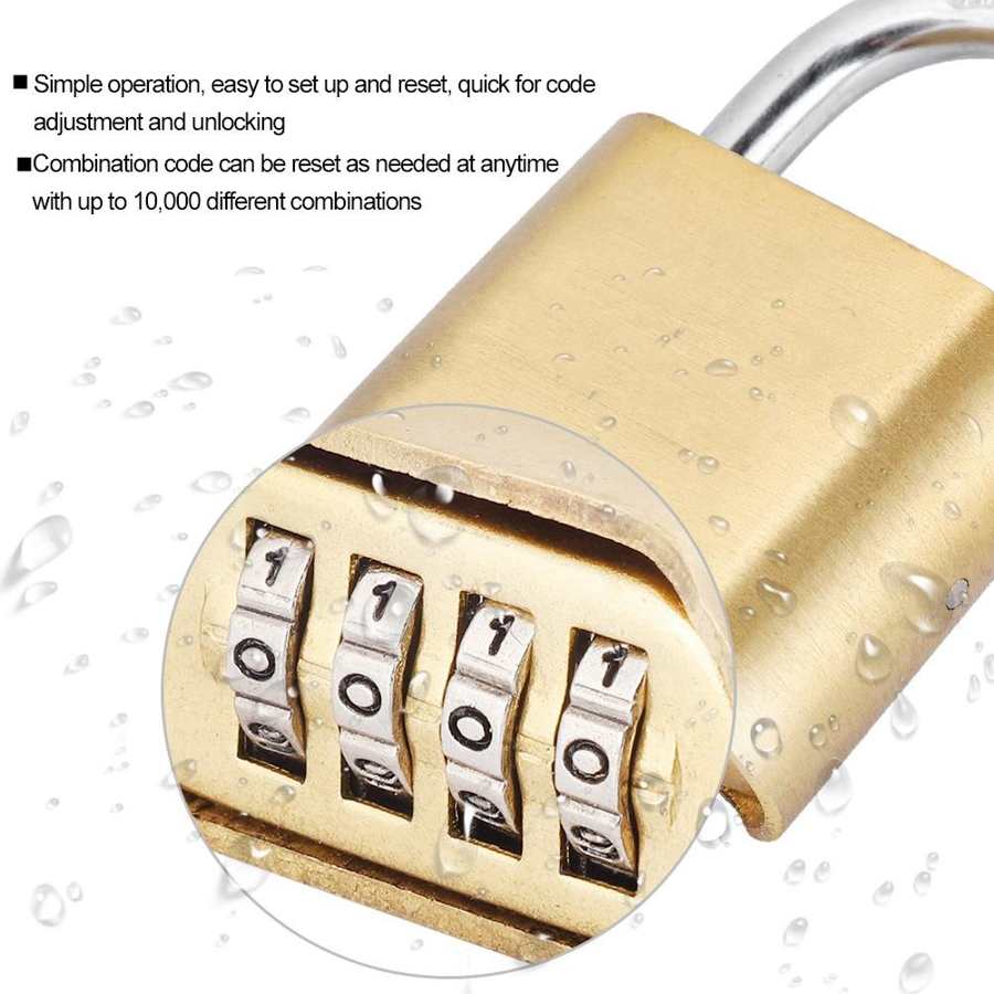 Password Lock 4 Dail Digit Rust Proof brass Password Lock Combination Padlock Warehouse Cupboard Door Locks cerradura