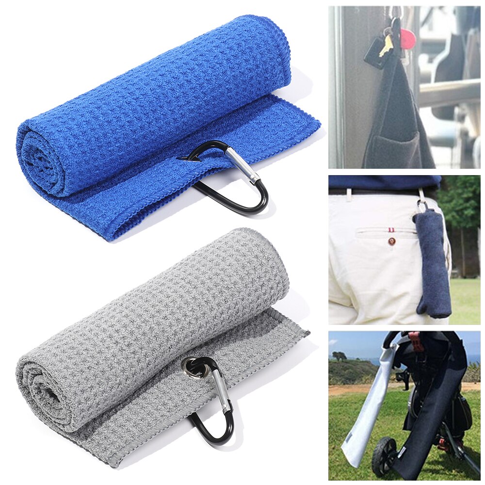 1PC Pure Color Towel Microfiber Cotton Golf Towel With Carabiner Hook Cleans Clubs Golf Towel Hands Cleaning Towels 30*50cm