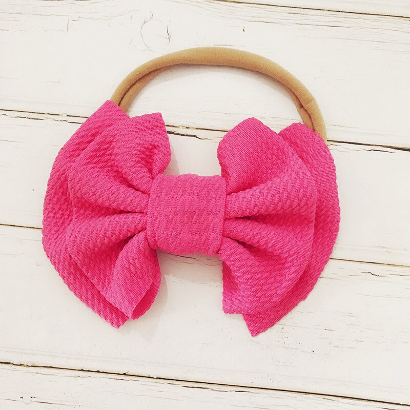 Menina headdress grande arco nó sólido bandana bandana elástica nó headdress acessórios: Rosa Vermelha