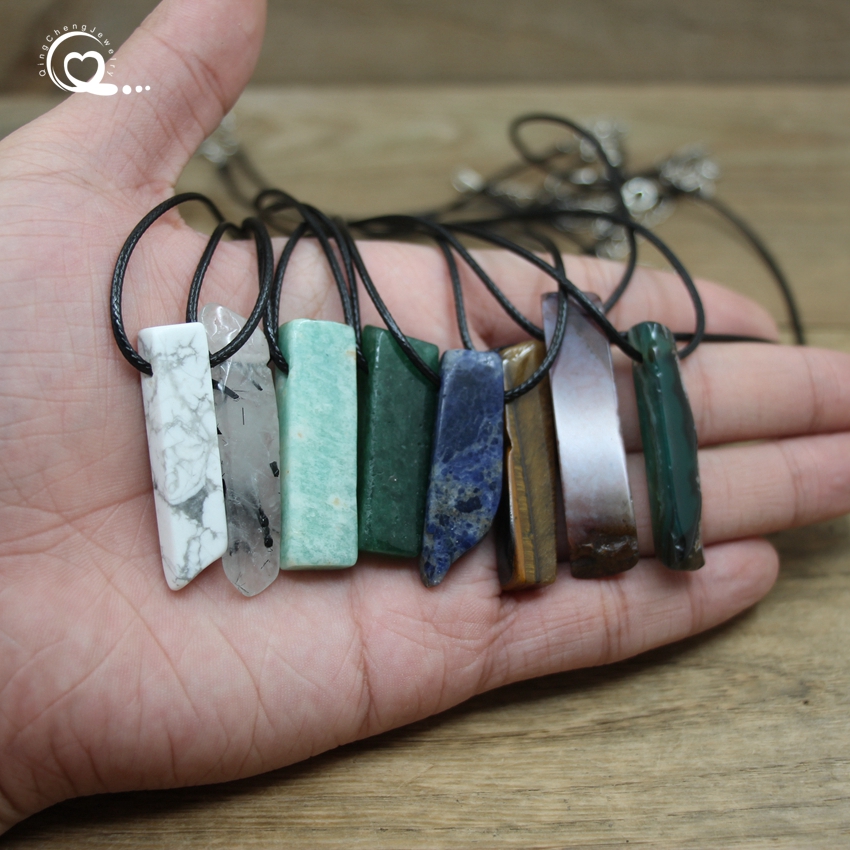 Collier de pendentifs en pierre brute Reiki pour femmes, bijoux naturels Gmes, quartz Rose, Citrines, œil de tigre, Agates, QC3013