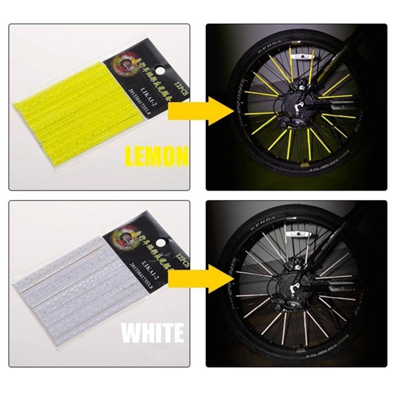 12 pz bicicletta raggi montaggio tubo striscia di avvertimento riflettore montagna bicicletta guida ruota spia striscia riflettente raggi bici