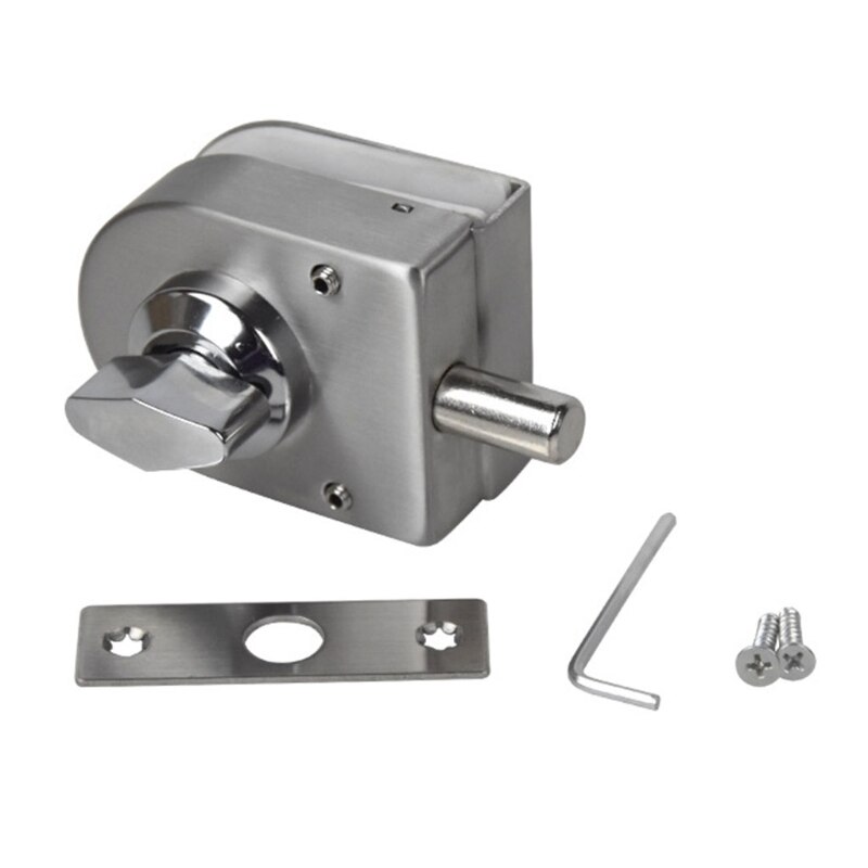 Stainless Steel Glass Door Lock Floor Latch Lock Bolt Ground Lock for Bathroom Toilet Shop Glass Doors