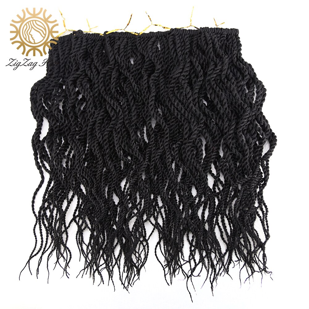 Ziguezague ondulado senegalês torção crochê tranças de cabelo 6 pacotes pré-loop torção tranças de crochê para women18inch preto torção trançado peruca: T1B
