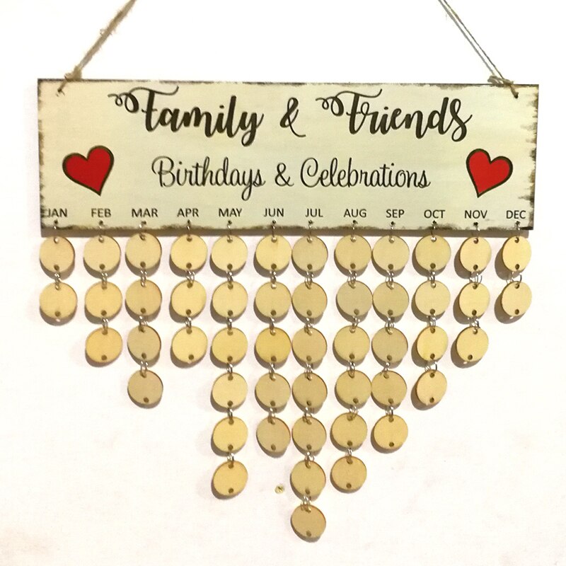 Bricolage en bois famille planche Plaque suspendue anniversaire rappel calendrier nouvel an calendrier de l'avent noël nouvel an décor: light yellow
