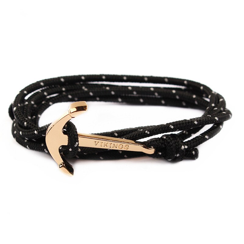 Retro Vikings Bracelet For Men Women Popular Male Multilayer Wrap Bangle Gold Color Handmade Anchor Bracelets SL017: 13